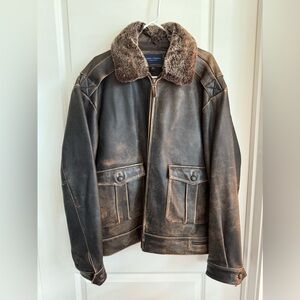 Men’s XL Daniel Cremieux brown leather bomber jacket
